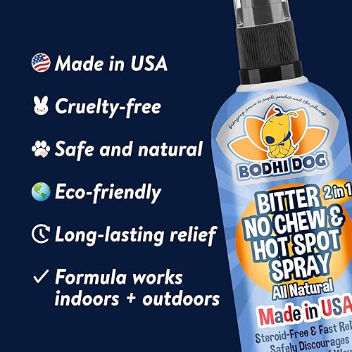 Miniatura 5 de Bodhi Dog Aerosol 2-en-1 sin masticar y para puntos calientes amargo - Remedio natural anti-mordedura mejor que la manzana amarga - Calma los puntos