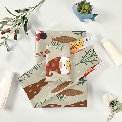 Miniatura 6 de Juego de 3 toallas de gnomo de Navidad, toallas suaves altamente absorbentes con toalla de baño, toalla de mano y toalla para baño, hotel, gimnasio,