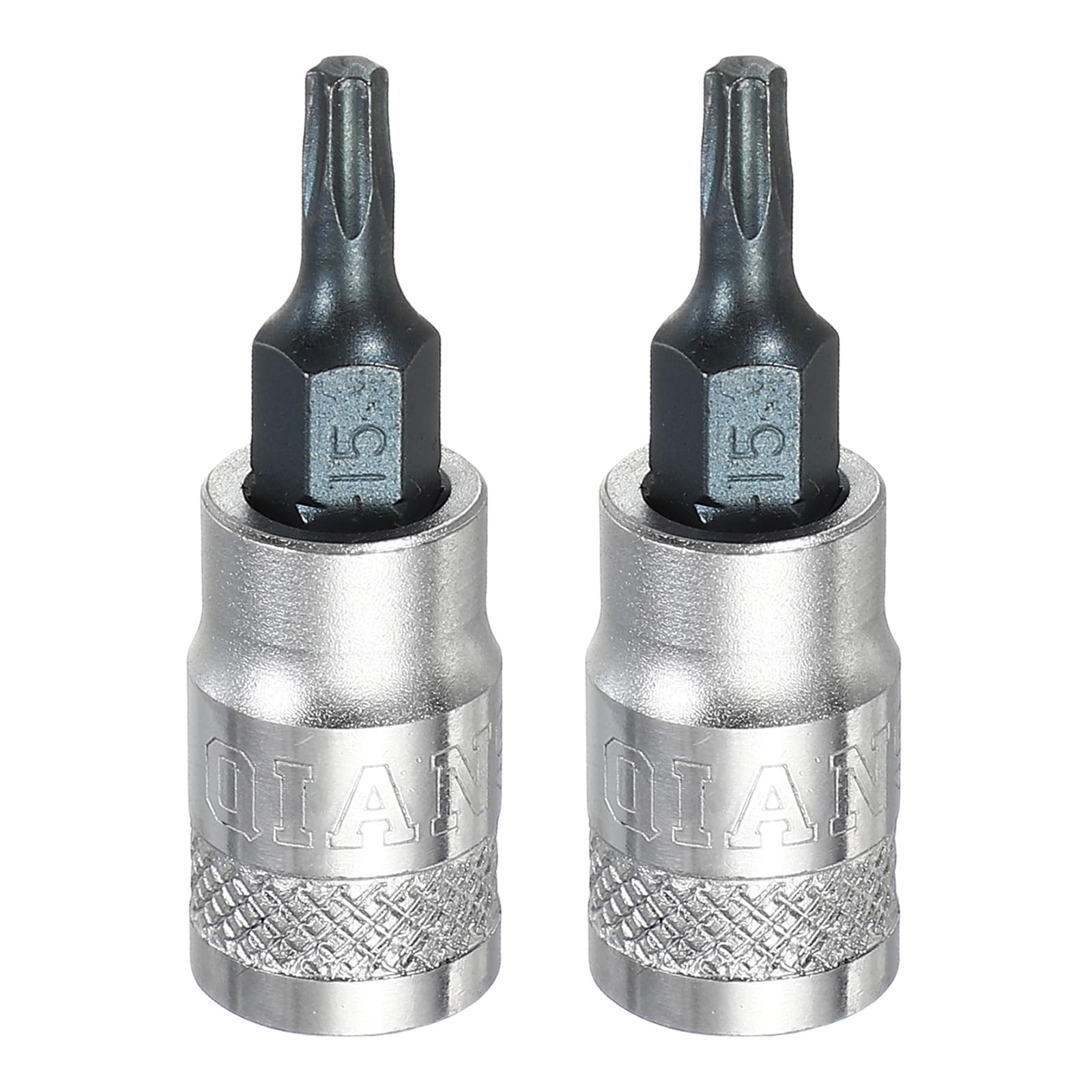 sourcing map 2Pcs Torx Bit Socket 1/4" Drive T15 S2 Steel Torx Head Screwdriver Drill Bits CR-V Steel Socket Adapter for Home Auto Axle Hex Nuts Bolts Repair