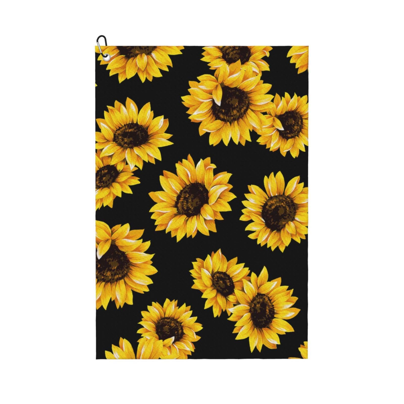 Sunflower, 16x24 in Portable Waffle Golf Towels with Carabiner Clip for Golf Bag