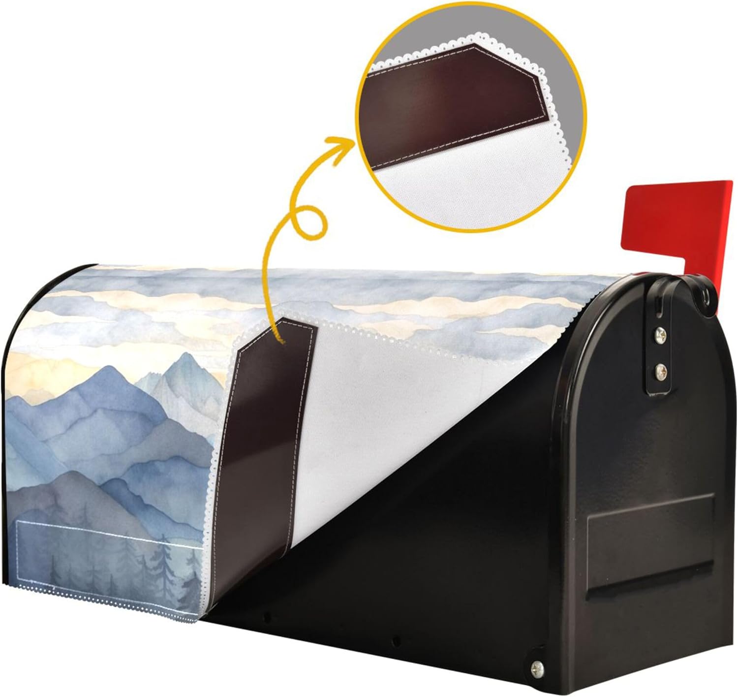 Qilmy Blue Mountain Mailbox Covers Magnetic Oversized 21x25 Inch, Decoration Welcome Post Box Cover Magnetic Mailbox Wraps for Outdoor Garden Yard