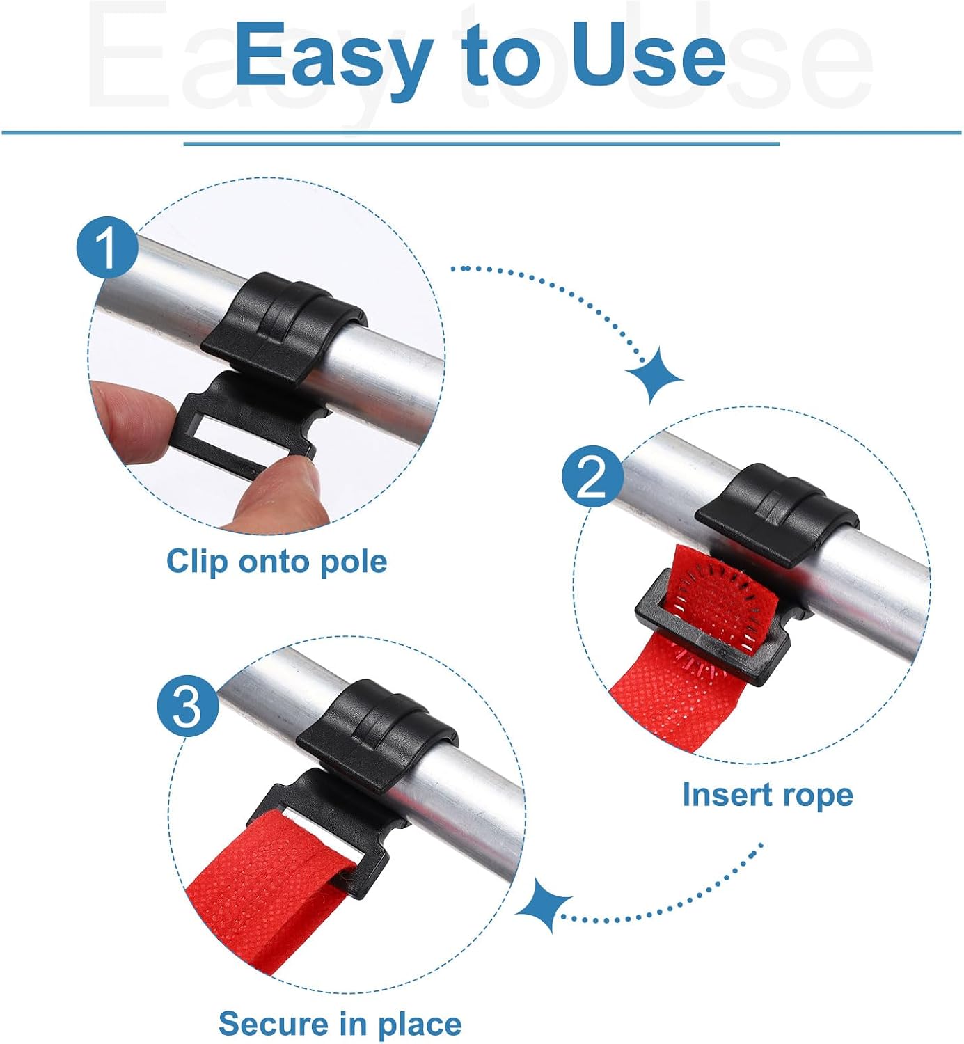 10pcs Tent Pole Clips Plastic C Shape Clips ID 25mm Black with Slot image 4