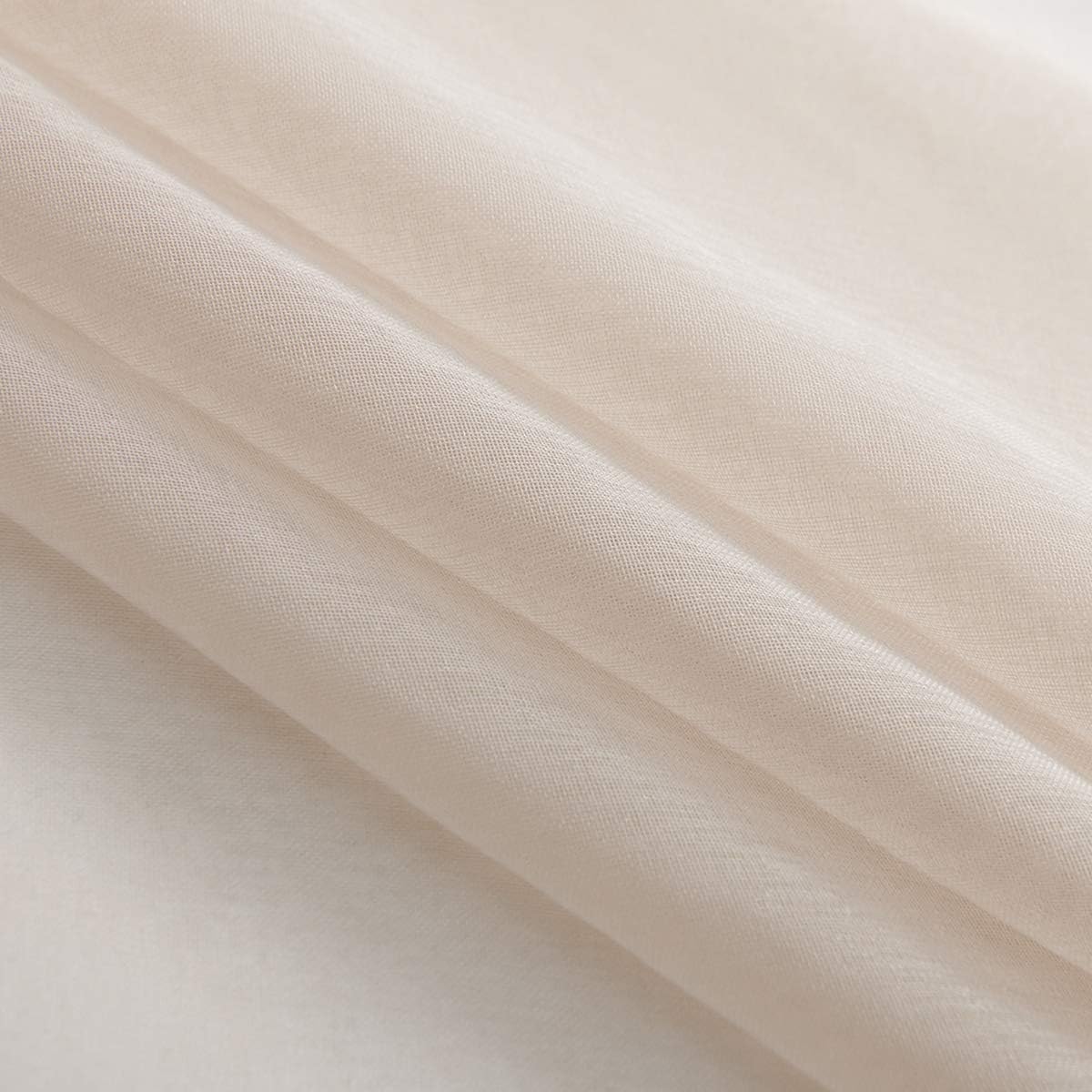 Beige Semi Sheer Curtains 84 Inches Long Faux Linen Beige Sheers Curtain for Bedroom Living Room Girls Kids Room 2 Panels 52x84