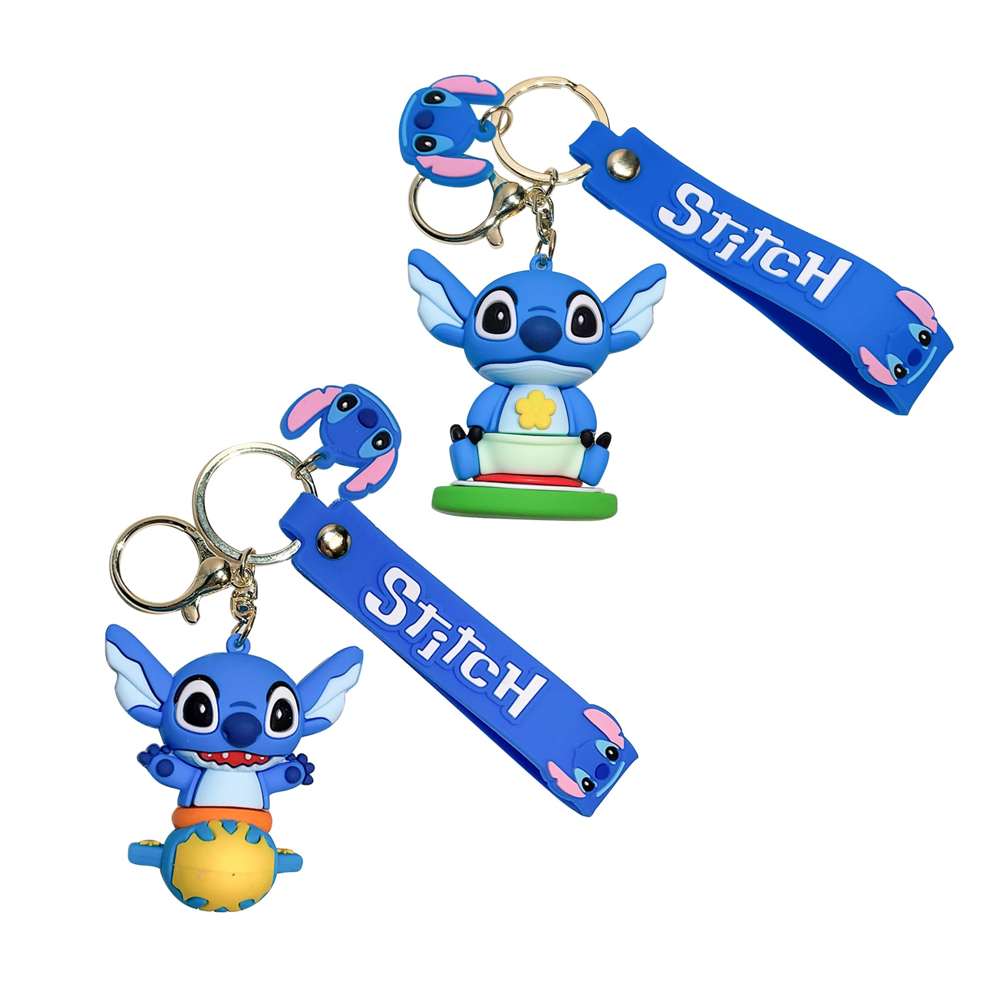rongji jewelryFunny Stitch Gifts Keychains, Stitch Angel PVC Key Chain Stitch Stuff Ornament for Keys Backpack Bag Phone