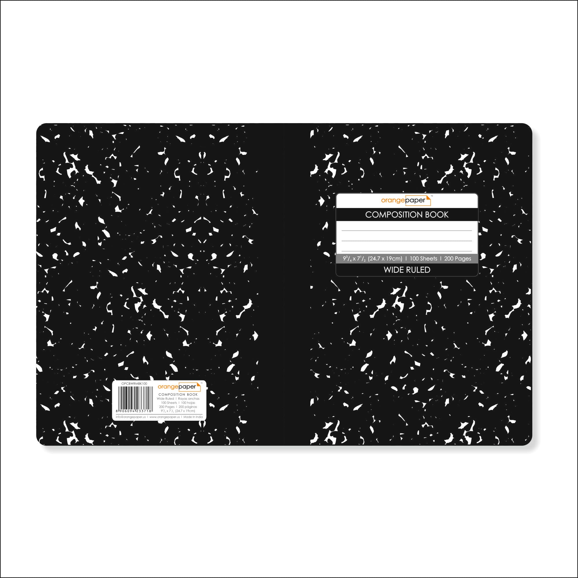 Cahier de composition - 100 feuilles - Ligné large - 24,8 x 19,1 cm - Couverture durable - Utilisation scolaire et bureau - Lot de 4