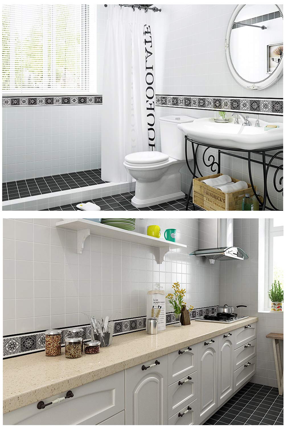 Uoisaiko Geometric Wallpaper Borders Self Adhesive Wall Borders Peel