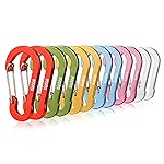 Booms Fishing CC1 Multi-Use Carabiner Clip, 12 Pack Small Caribeener Clips, Mini Keychain Caribeaner Clip 2 inch, Aluminum D Ring Carabiners, New Assorted Colors