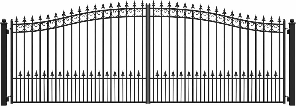 ALEKO 18x6 Prague Dual Swing Driveway Gate, Anti-Rust Galvanized Steel, Outdoor Fence Security Barrier - DG18PRAD