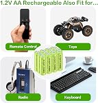 FlyGift AA Batteries rechargeables 800mAh Ni-MH Double A 1.2V Batteries solaires préchargées de haute capacité pour lumières de jardin, lumières du sentier, lumière solaire extérieure de paysage, paquet de 12