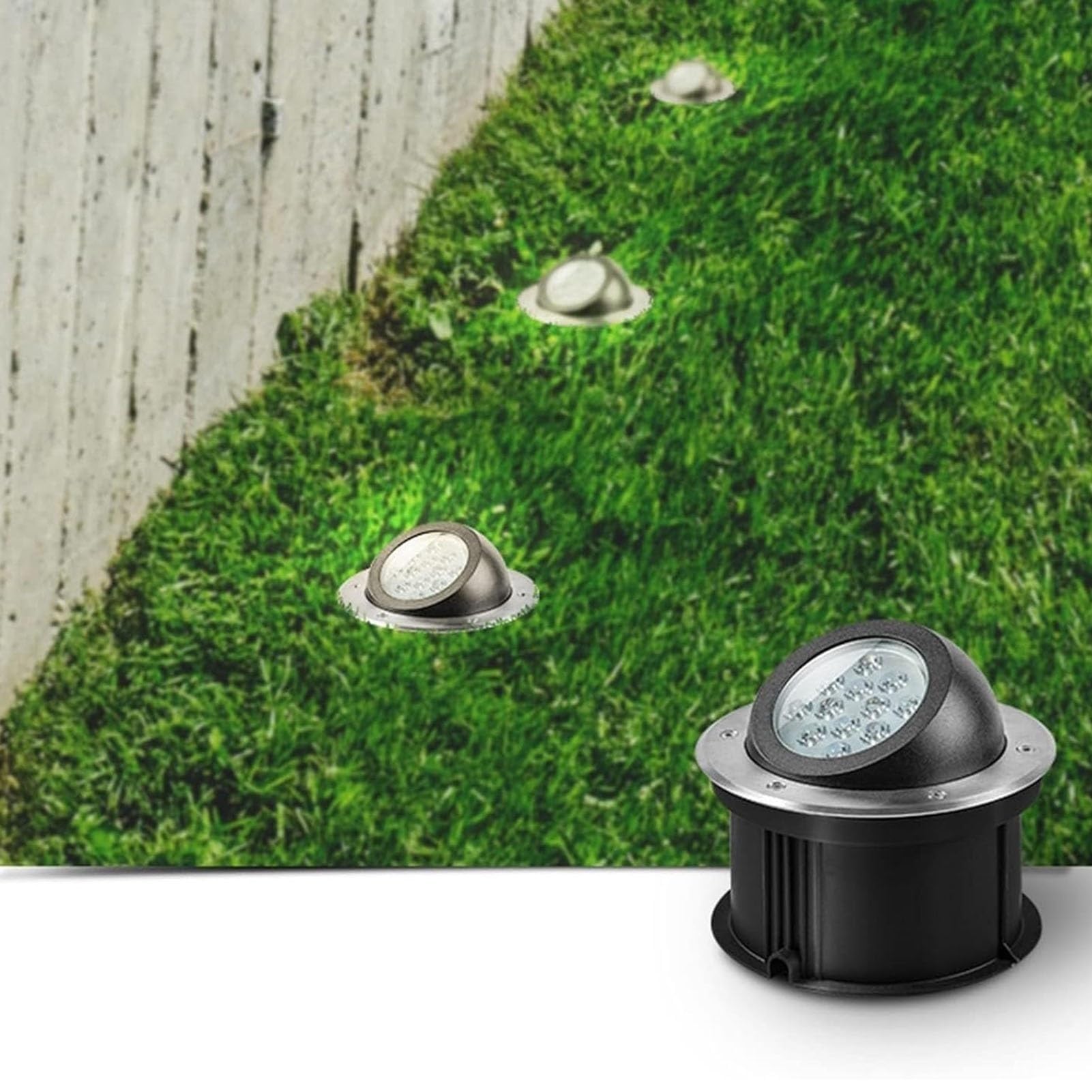 oświetlenie zewnętrzne, Wodoodporne lampy ogrodowe IP67 do wkopywania w ziemię, regulowane pod kątem, okrągłe, wpuszczane ze stali nierdzewnej(Red,9W (85 265V))
