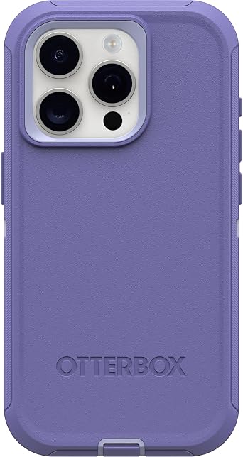 OtterBox iPhone 15 Pro Only Defender Series Case - Mountain Majesty Purple, screenless, Rugged & Durable, with Port Protection, Includes Holster Clip Kickstand
