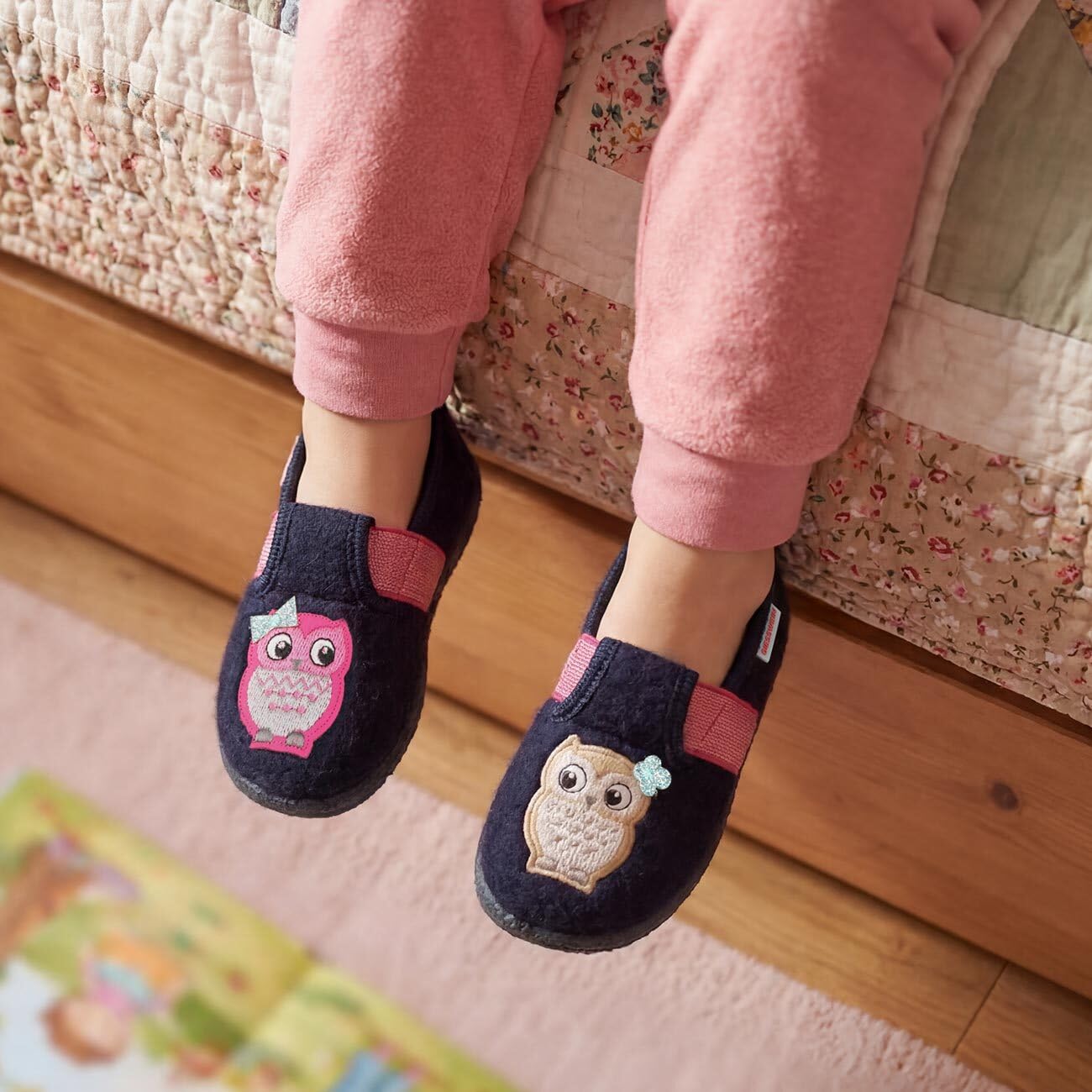 Giesswein Troisdorf Kinder Hausschuhe Mädchen - Warme Wollpantoffeln