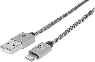 Manhattan 394338 iLynk Lightning Cable- A Male To 8 Pin Male, 1 Meter, Metallic Silver