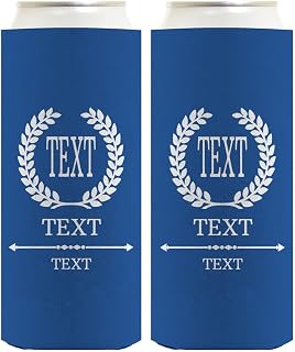 Wedding Guest Favors Personalized Custom Initial Wreath Family Name & Date 2-Pack Personalized Ultra Slim Can Thermocoolers Twilight