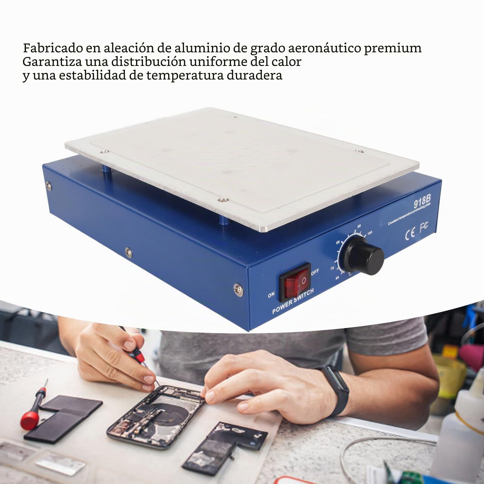 Placa Caliente De Soldadura De 450 W, Placa Caliente De Soldadura Eléctrica De Aleación De Aluminio, Estación De Soldadura De Precalentamiento Eléctrico De Microordenador LED (Enchufe europeo)