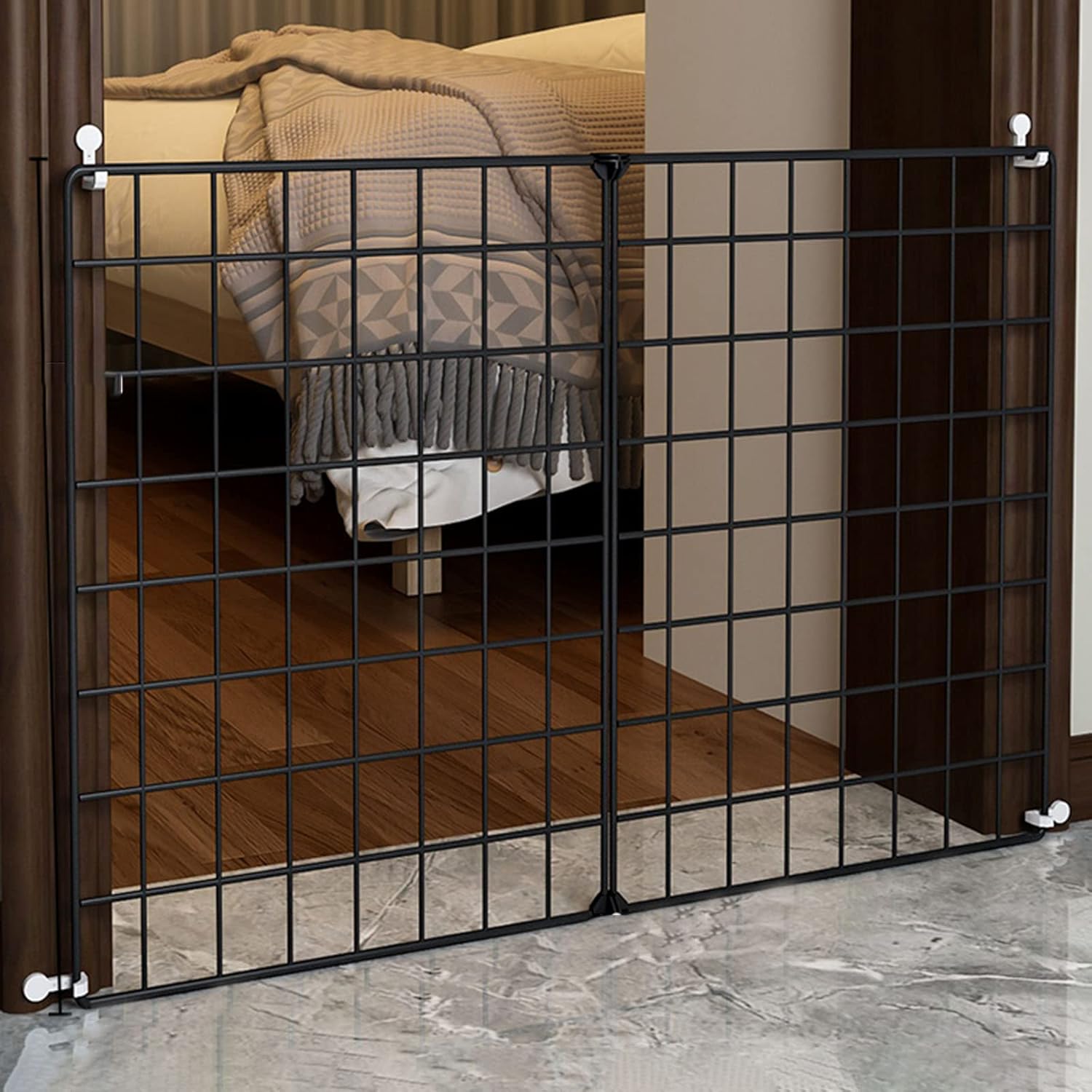 Dog Playpen - Cat Playpen Puppy Pen Dog Pen Indoor pet Playpen DIY Small Animal Cage for Indoor Outdoor Use Metal Wire Yard Fence with Door (75 * 111 * 47cm)