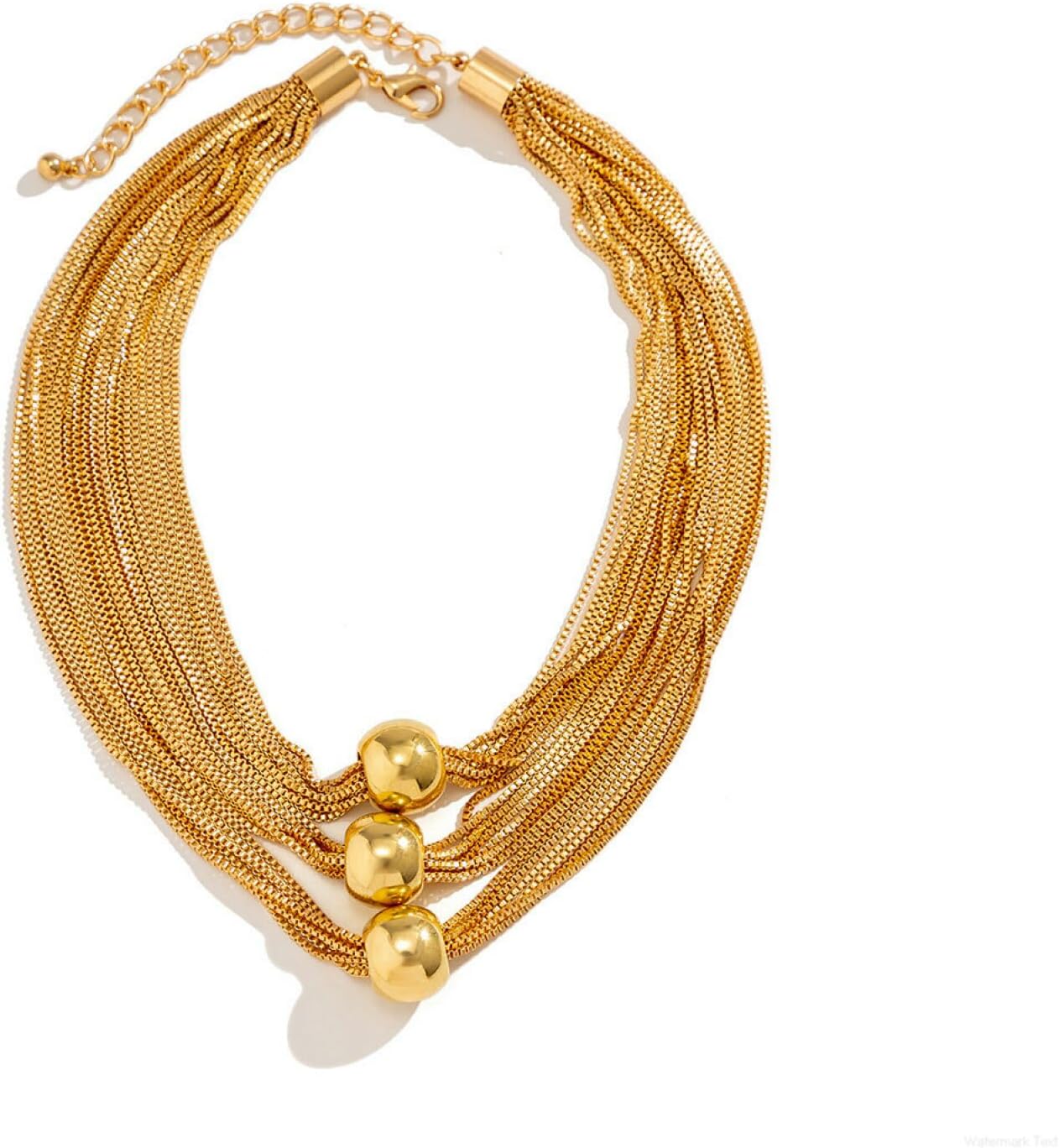 14K Gold Ball Multi-Layered Choker Necklace for Women,Unique Statement Sphere Adjustable Collarbone Chain Necklace Trendy Anniversary Jewelry Gifts - Image 2