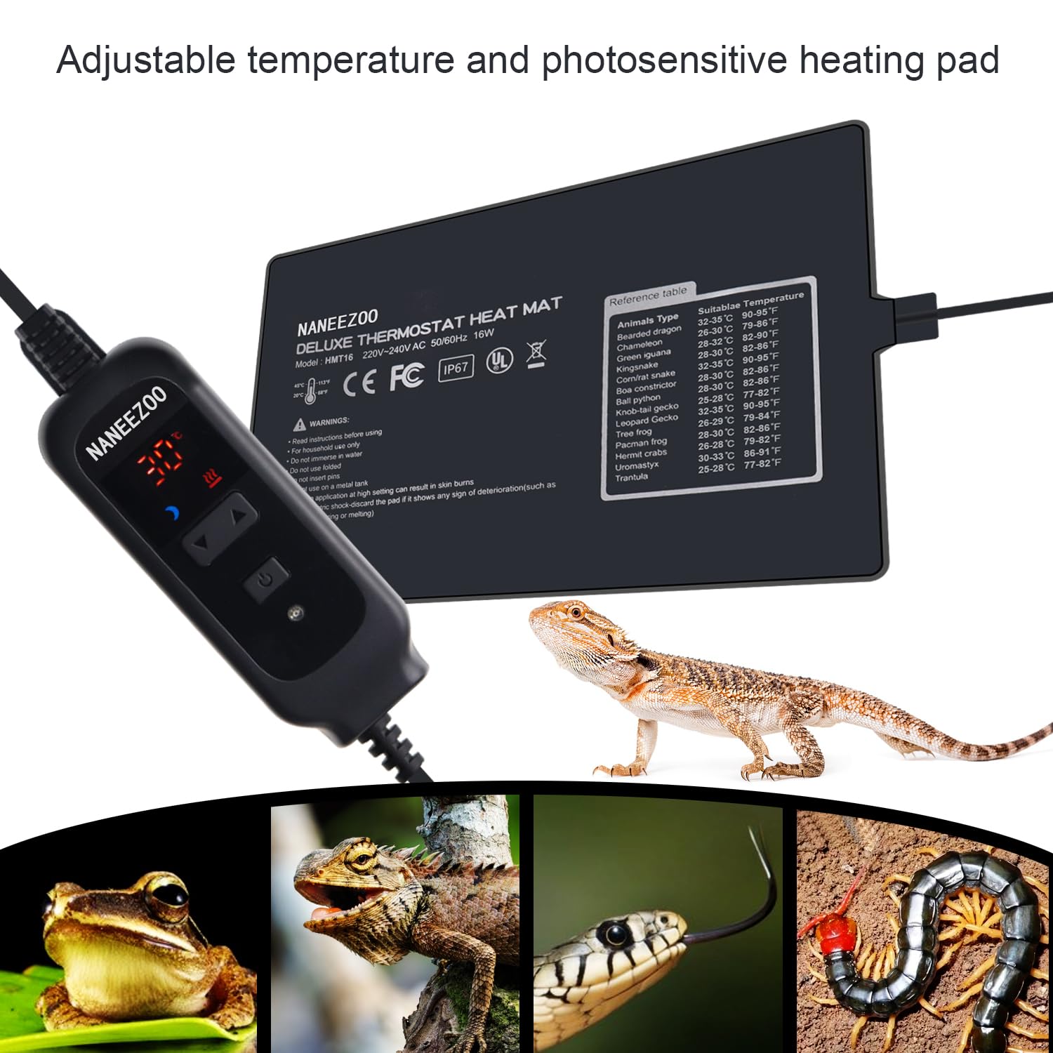 Tappetino Riscaldante AIICIOO Per Rettili - 16W, 20x30cm, Con Termostato, Per Terrario - Foto 9