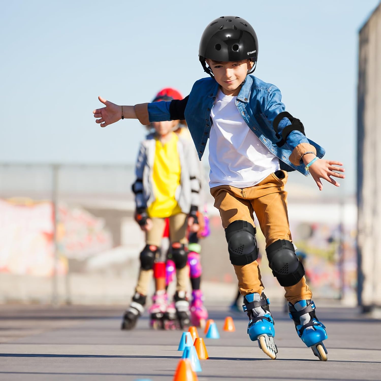 TOMSHOO Adjustable Helmet for Ages 5-16 Kids Toddler Boys Girls Youth,Protective Gear Set with Elbow Knee Wrist Pads for Skateboard, Bike, Skating, Cycling Roller Skate