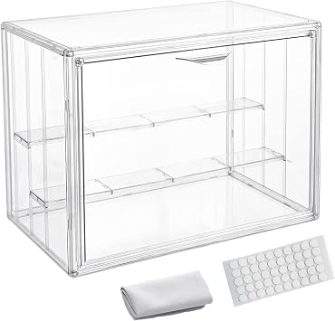 Clear Acrylic Display Case for Figures 4 Layer Adjustable Acrylic Boxes for Display Stackable Display Cabinets for Collectibles Action Figure Display Case for Shoe, Bread, Cosmetic, Handbag,1 Pack