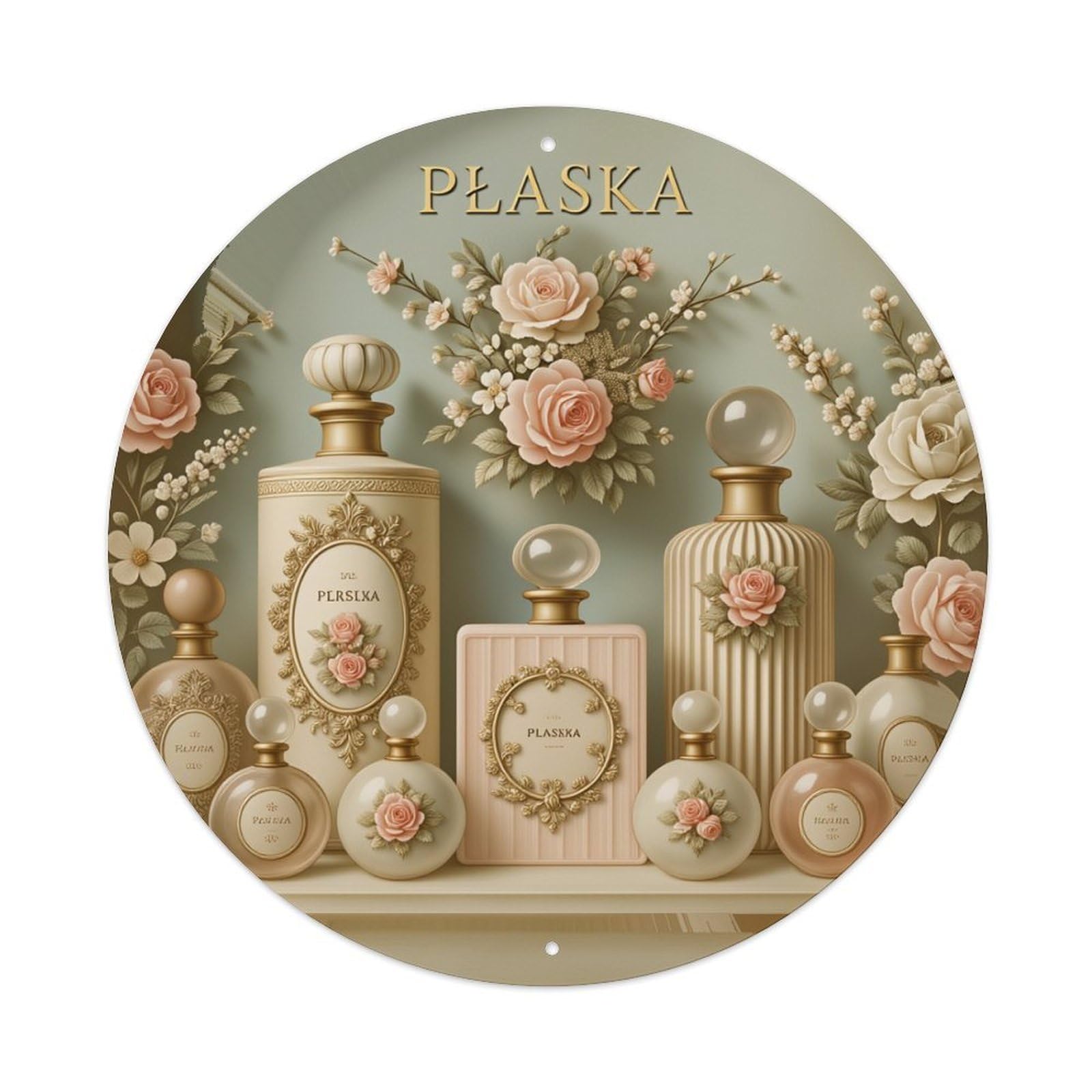 Floral Ornate Vintage Elegant Rose Round Tin Sign Retro Metal Sign for Cafe Bar Pub Home Game Room Gym Club Wall Decoration Vintage Metal Poster 8x8 Inch