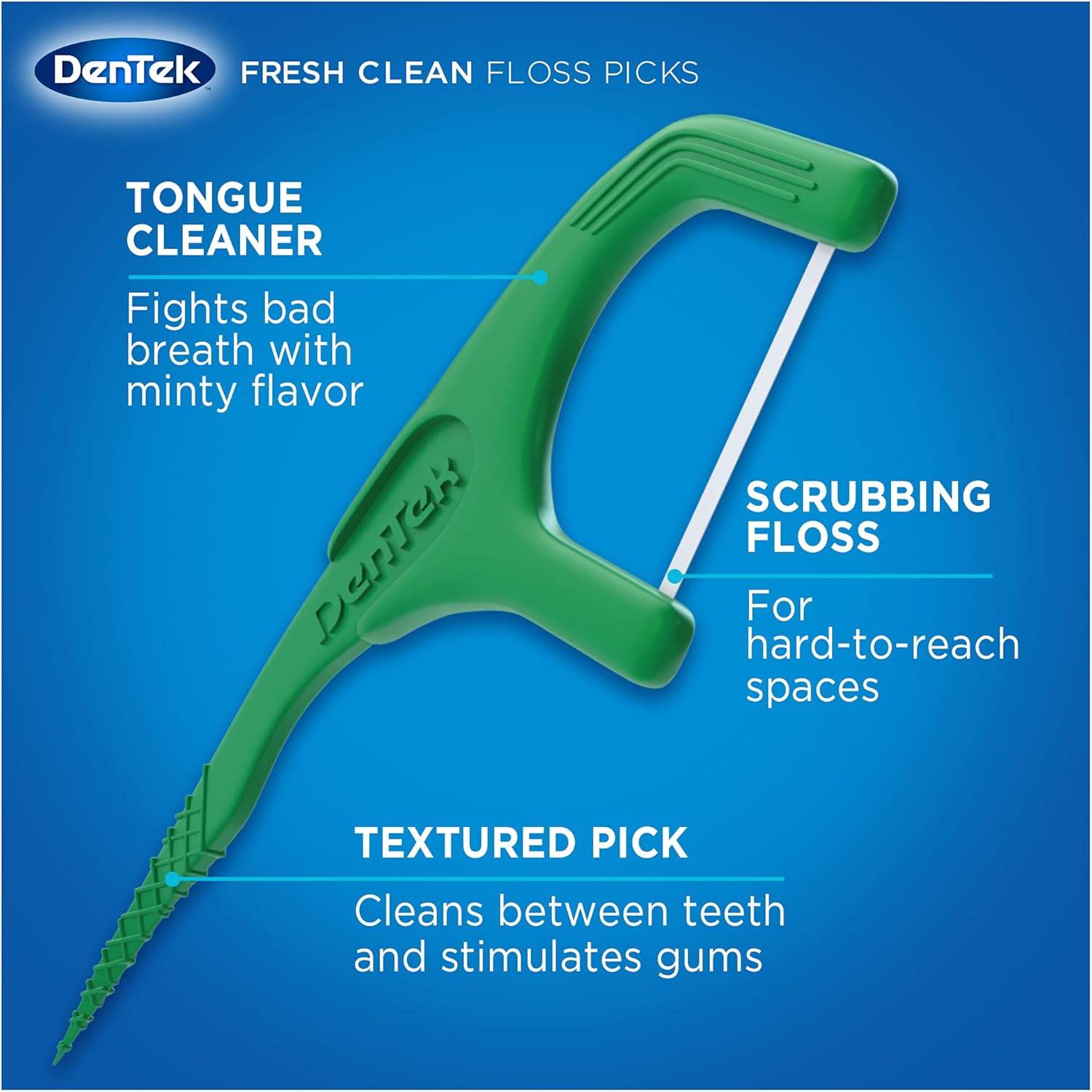 DenTek Fresh Clean Floss Picks, for Extra Tight Teeth, 75 Count, 3 Pack