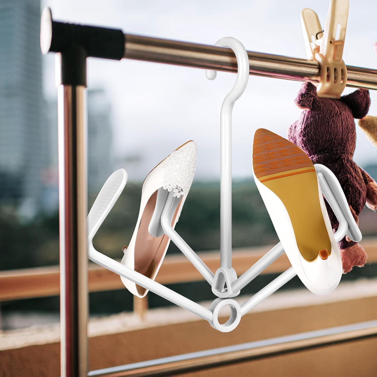 2 Pcs Foldable Shoe Drying Rack Plastic Shoe Hangers with Quick-Drain Design for Balcony and Entryway for Closet and Outdoor Use