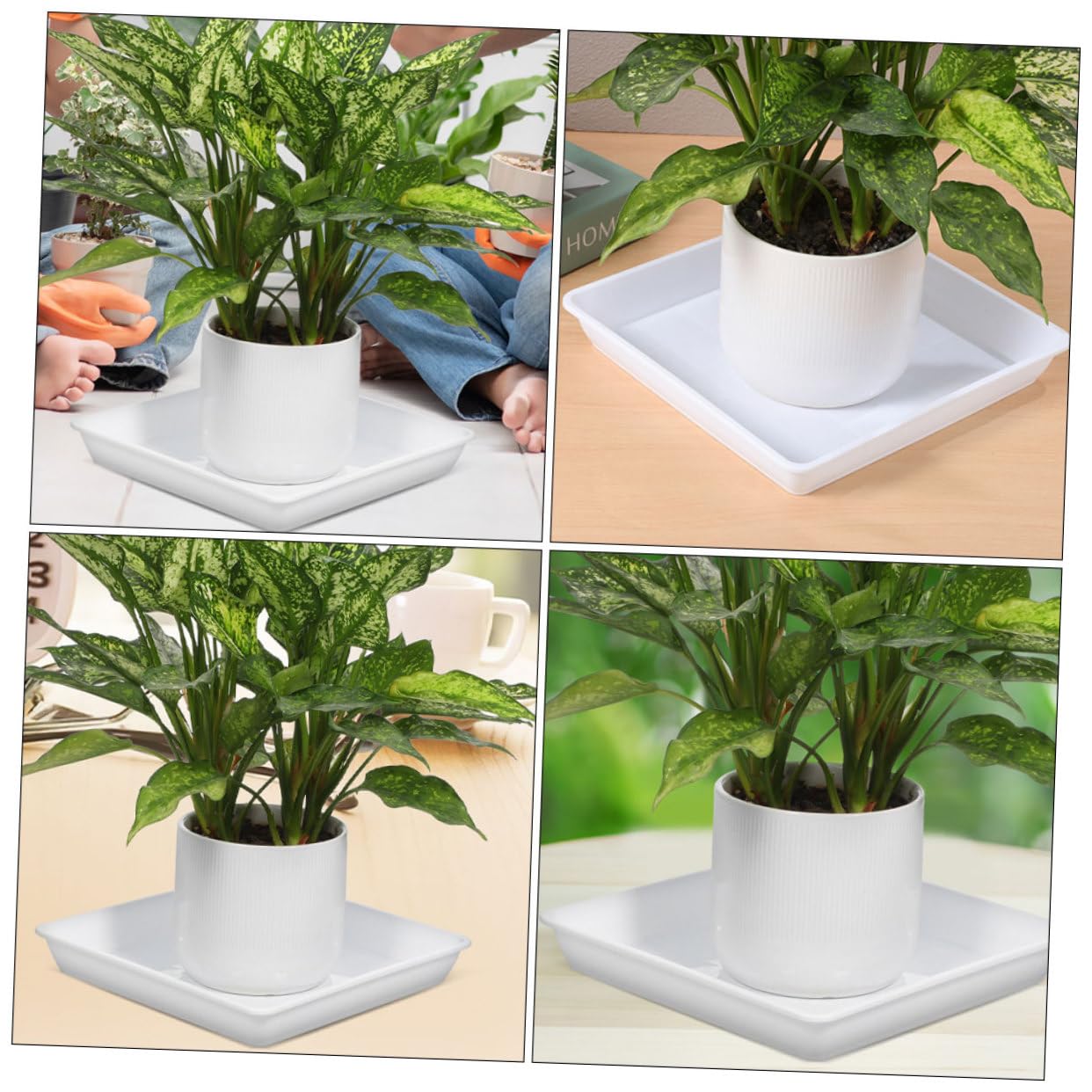 UPKOCH 2 Platillos para Macetas Cuadrados De Plástico Grueso 13.77 Pulgadas Bandeja De Goteo para Plantas Suculentas Jardín Interior Y Exterior Recolección De Agua
