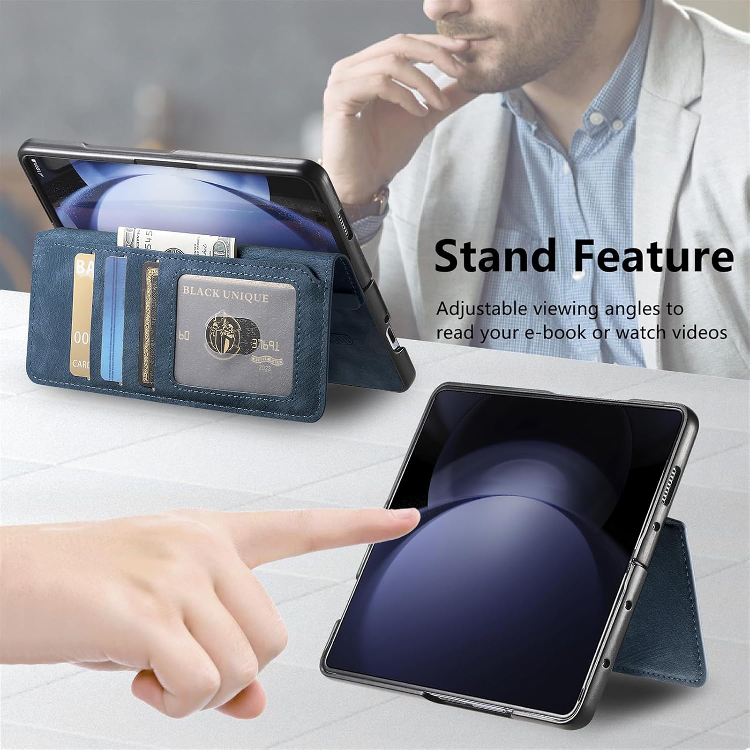 Magnetic Case for Samsung Galaxy Z Fold 6, 2 in 1 Detachable Wallet Leather Case with RFID Blocking Card Slots Flip Kickstand Cover,Brown
