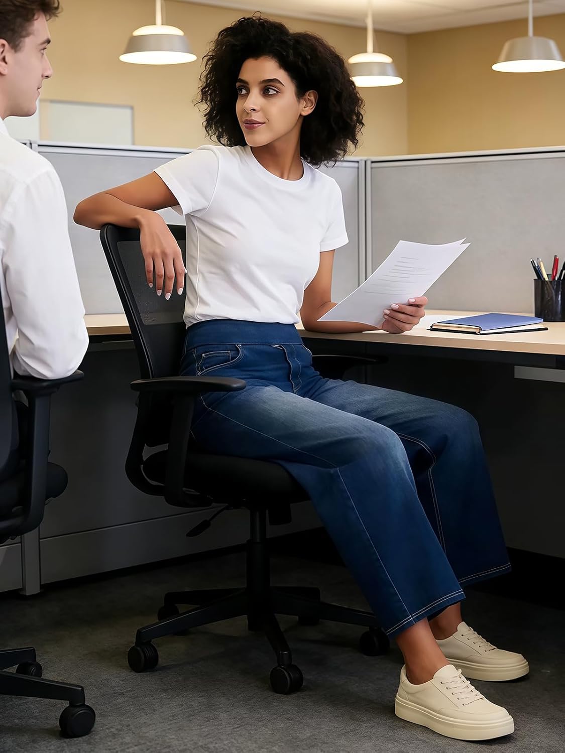 Stretch Wide Leg Jeans for Women High Waist Pull On Jeans Denim Pants Loose Jeggings - Image 6