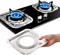 Vista 4 de ZEAYEA 100 Pack Aluminum Foil Stove Burner Covers, 8.5" Square Disposable Gas Burner Liner, Gas Range Protector Bibs for keep Gas Range Clean