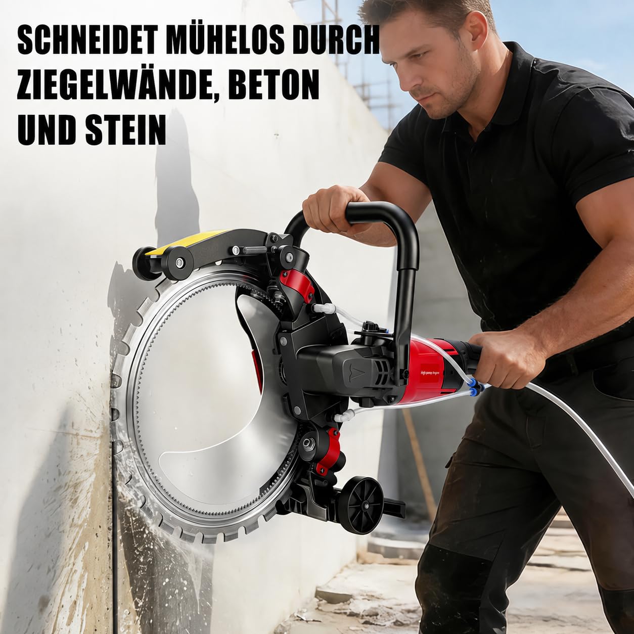 Elektryczna piła do betonu 408 mm 5000 W, głębokość cięcia 300 mm, z pompą