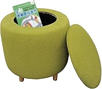 Vista 15 de Funda otomana redonda, fundas elásticas para otomanas, 2 piezas, fundas protectoras para reposapiés a cuadros suaves con parte inferior elástica