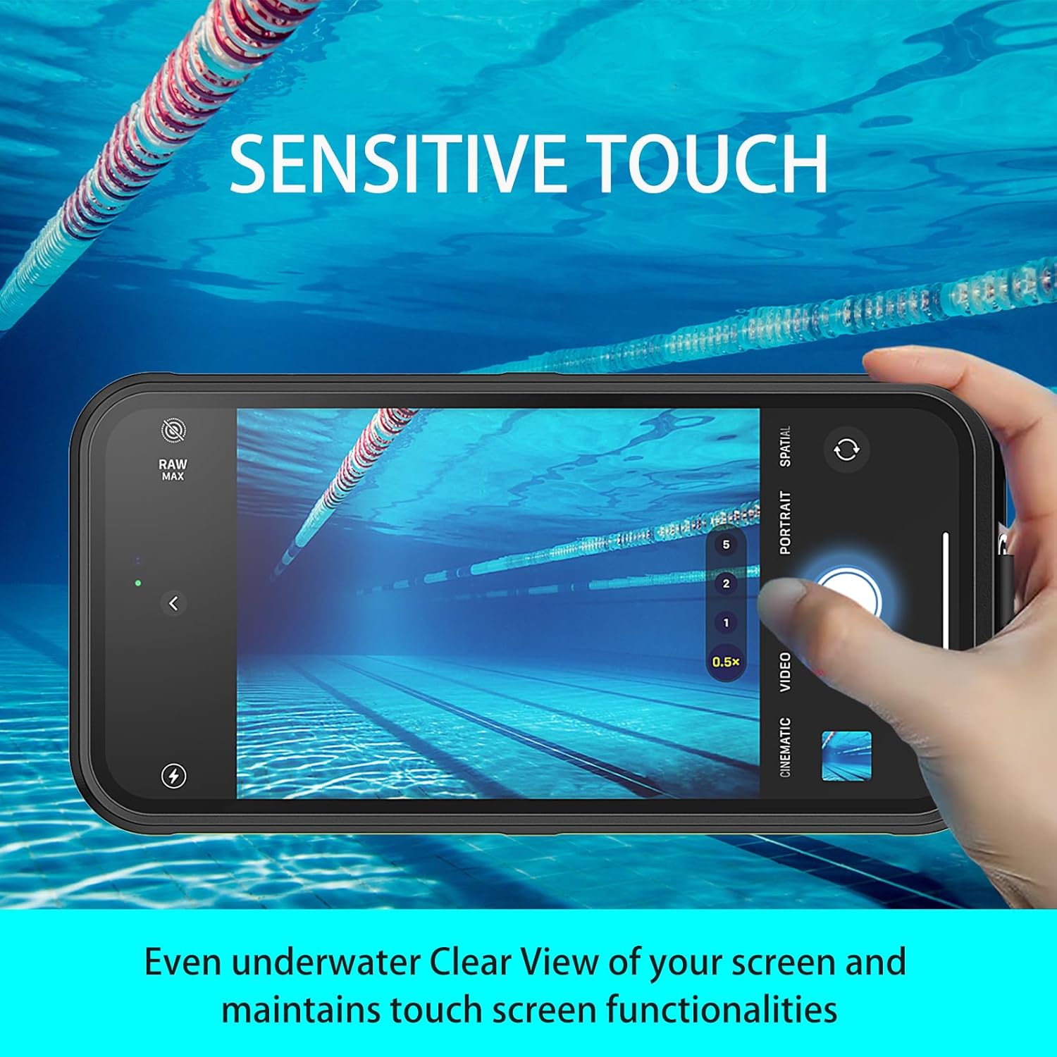 BYWINEAR Waterproof Phone Case,Universal Self-Check Function Pouch Dry Bag,Underwater Photo & Video Protective Housing,Pool Beach Travel Essentials Snorkeling Case (Black, 6.7 inches)