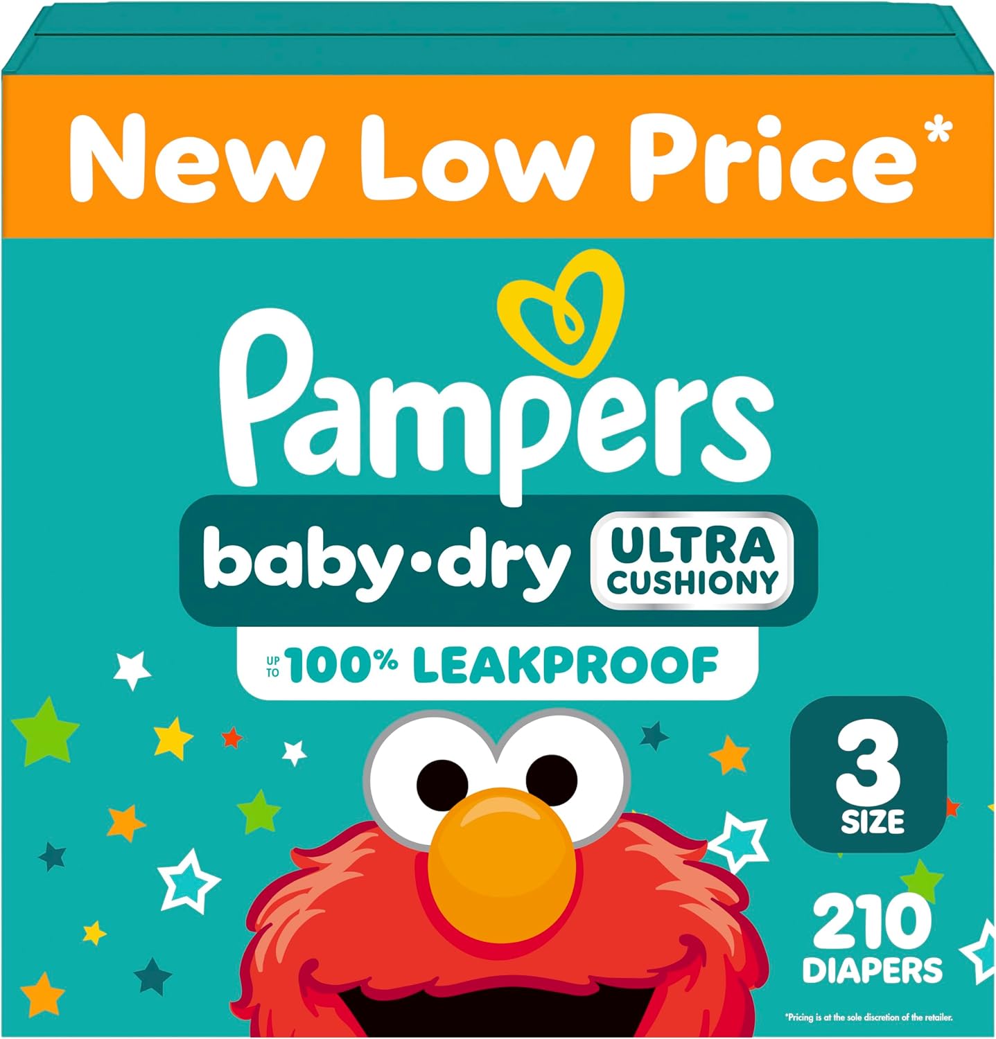 Pampers Baby Dry Ultra Cushiony Diapers, Size 3 (13-26 lbs), 210 Count, Up to 100% Leakproof