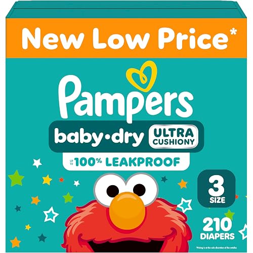 Pampers Diapers - Baby Dry - Size 3, 210 Count, Absorbent Disposable Infant Diaper (Packaging May Vary)
