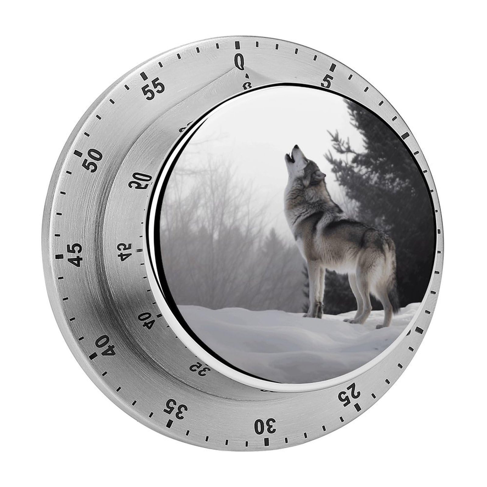 Howling Wolf Timers Adsorbable Stainless Steel Kitchen Timer Loud 60 Minute Visual Timer Portable Manual Countdown Timers Alarm Clock Time Management Tool for Home Work