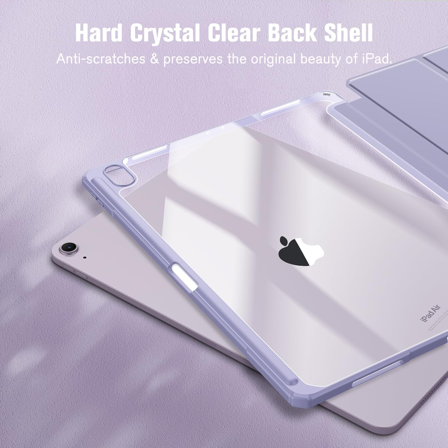Fintie Bundle: Fintie Hybrid Slim Case for iPad Air 13-inch (M2) 2024, [Built-in Pencil Holder] Shockproof Cover Clear Transparent Back Shell + [2-Pack] Tempered Glass Screen Protector