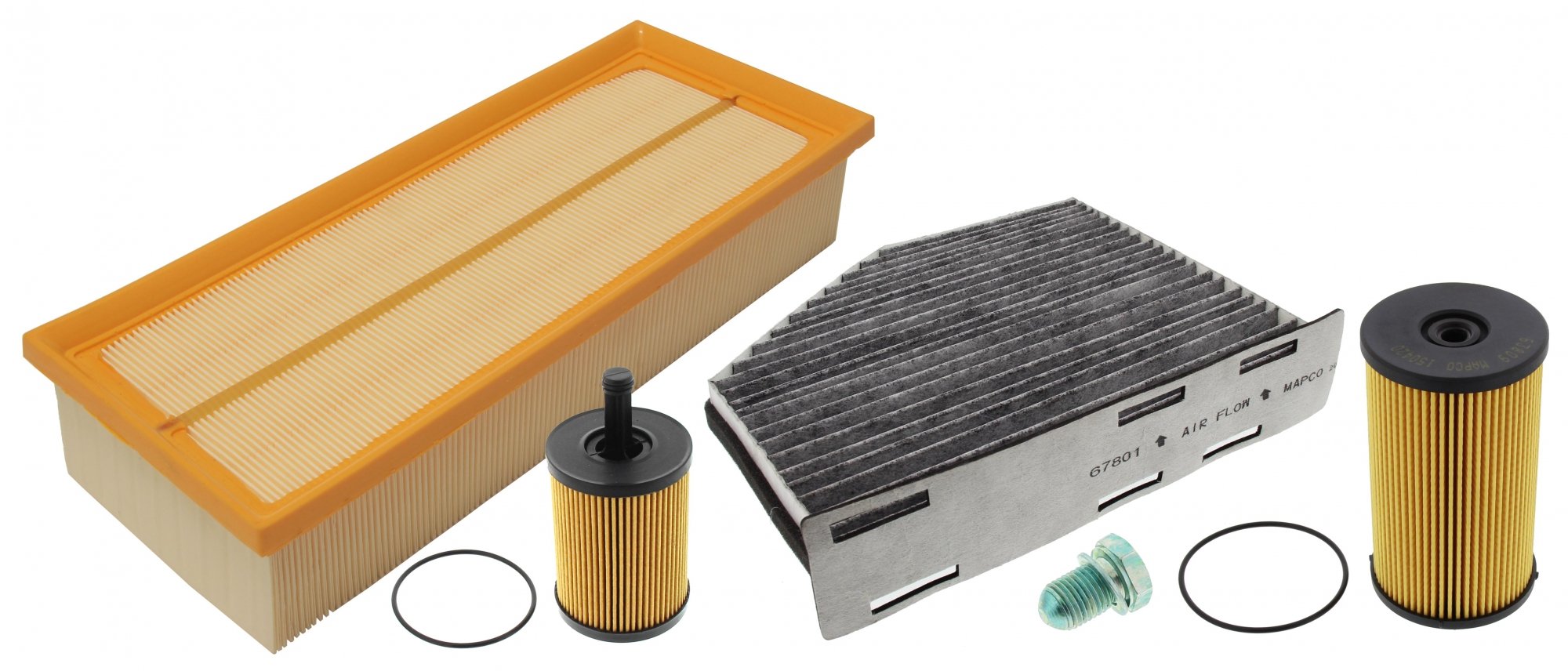 Mapco 68907 Inspektionspaket Ölfilter Luftfilter Innenraumfilter Kraftstofffilter Ölablaßschraube | Kompatibel mit: AUDI A3, A3 Cabriolet, A3 Sportback, TT, TT Roadster, SEAT ALTEA, ALTEA XL, LEON, TOLEDO III