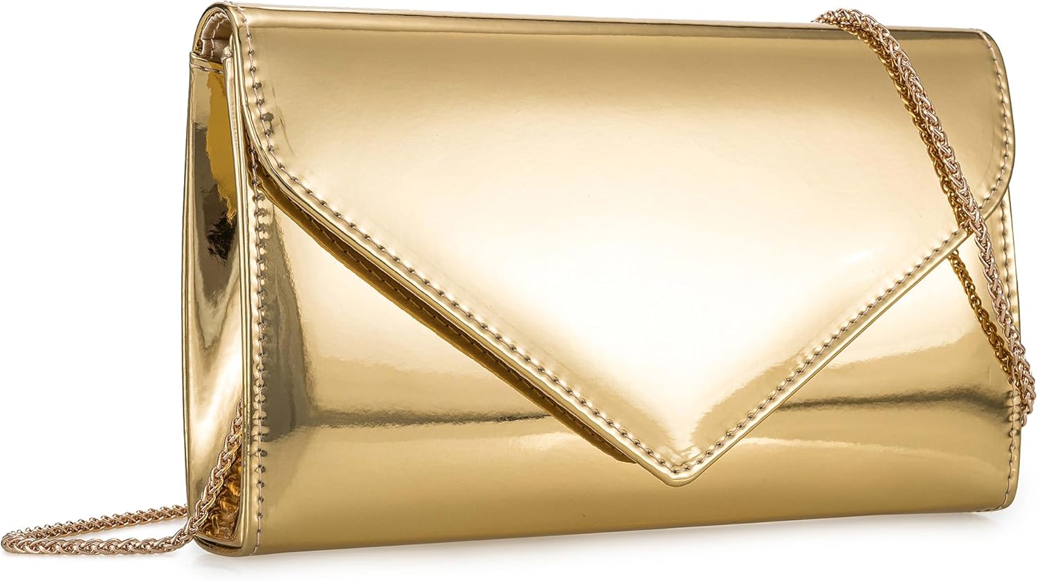 Women’s Mirrored Metallic Faux Leather Evening Bag Glimmering Clutch Purse for Prom/Cocktail/Wedding/Party