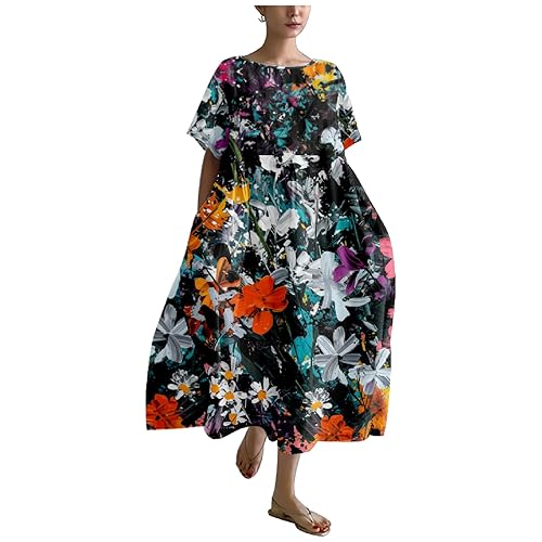 Women's Beach Dress 2024 Summer Bohemia Country Scenery Oil Painting