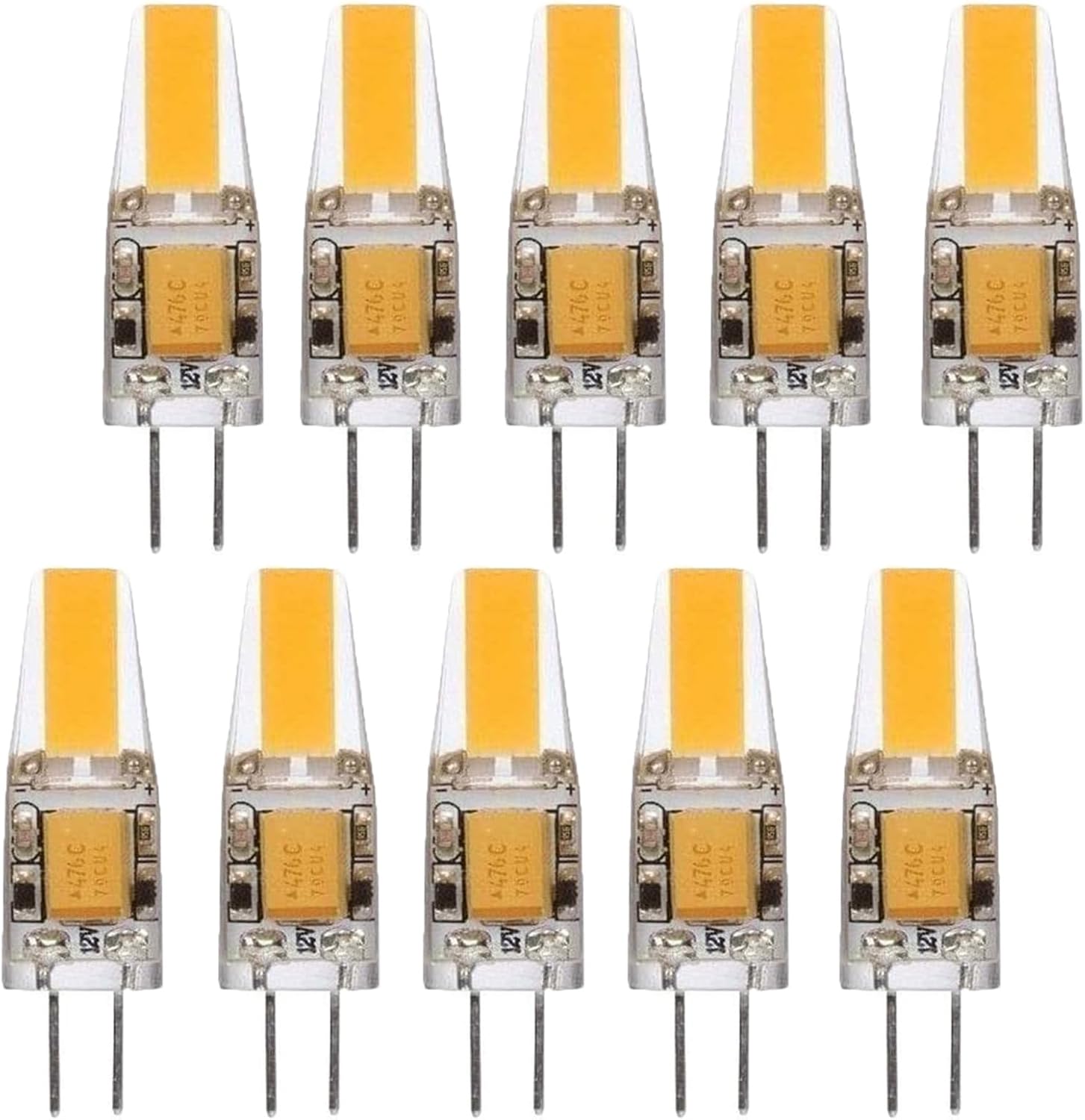 Sxminer G4 LED Bulb AC/DC12V Bi-Pin Base 1.6W LED COB Light Bulbs 10W Halogen Bulb Replacement 160LM, Not-Dimmable, Warm White 3000K T3 Led Bulb G4 Base No Flicker for Landscape Chandelier,10-Pack