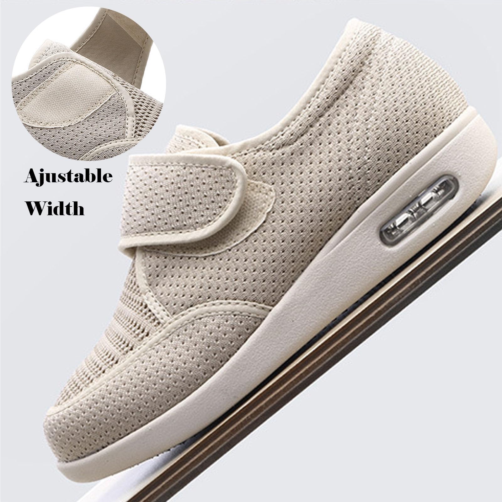 bumuam Respirable Zapatillas Zapatos,Antideslizante DiabéTico Zapatos Deportivos Casuales Ajustables Zapatos de Pies Hinchados para Personas MayoresEU 35(23cm/9in)