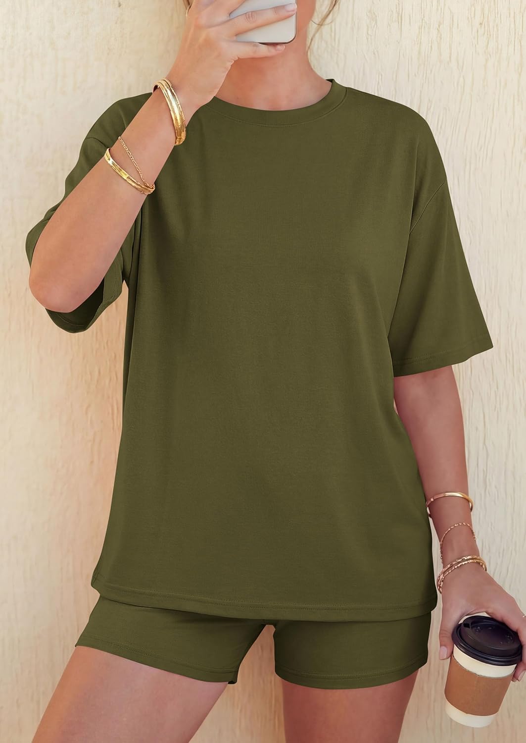 PRETTYGARDEN 2026 Women's Summer 2 Piece Sets Casual Lounge Set Short Sleeve Tops Shirts Shorts Travel Beach Vacation Outfits - Image 6