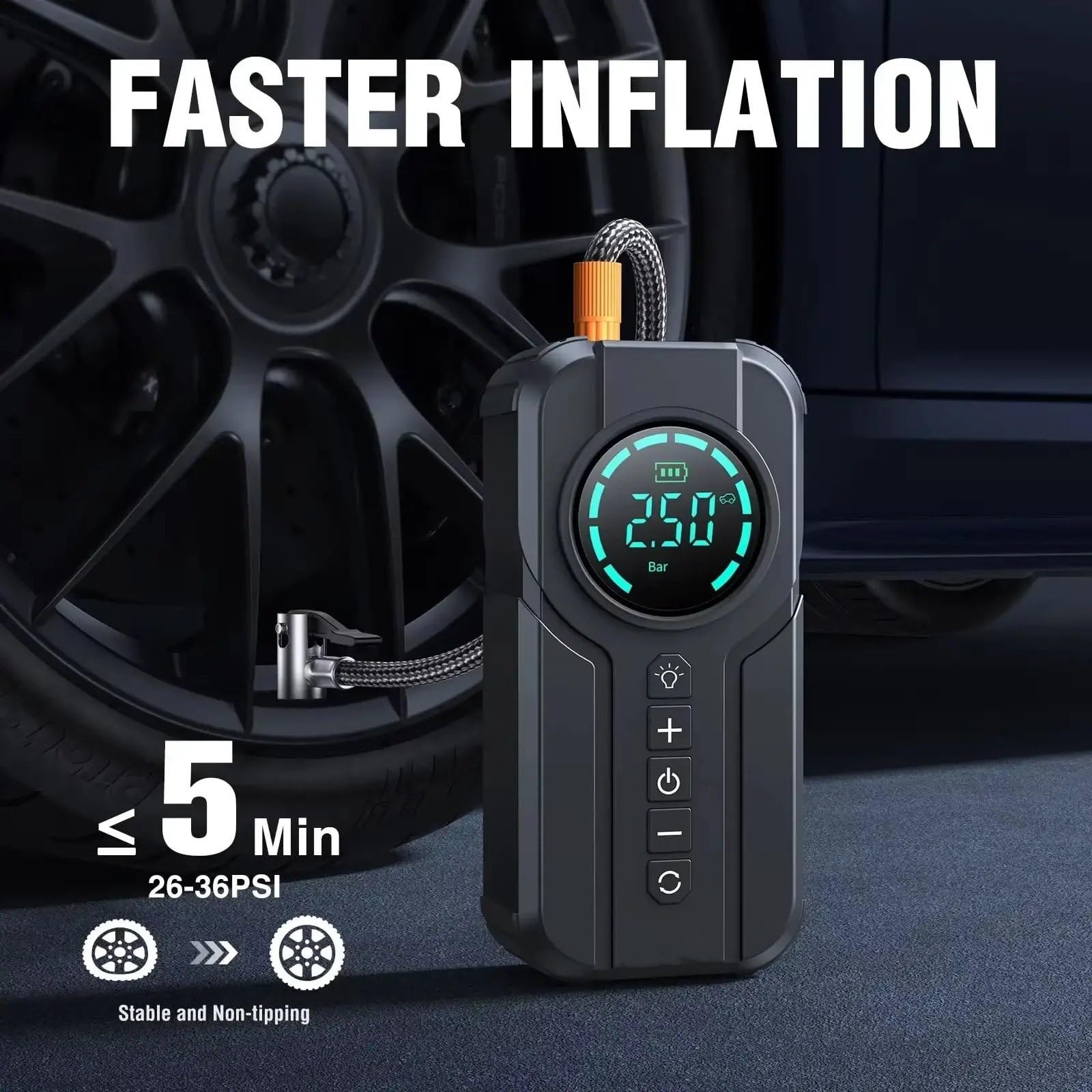 Compressori Portatili Avviatore Portatile per Batteria per Auto 2000A con Emergenza di Potenza del compressore d'Aria 150PSI per Veicoli 12V Compressore Aria Portatile Auto