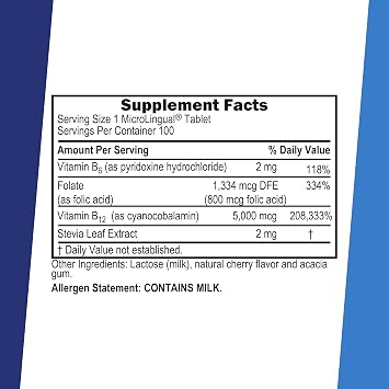 Superior Source No Shot B-12 5,000 mcg, B-6, Folic Acid 800 mcg, 100 Ct