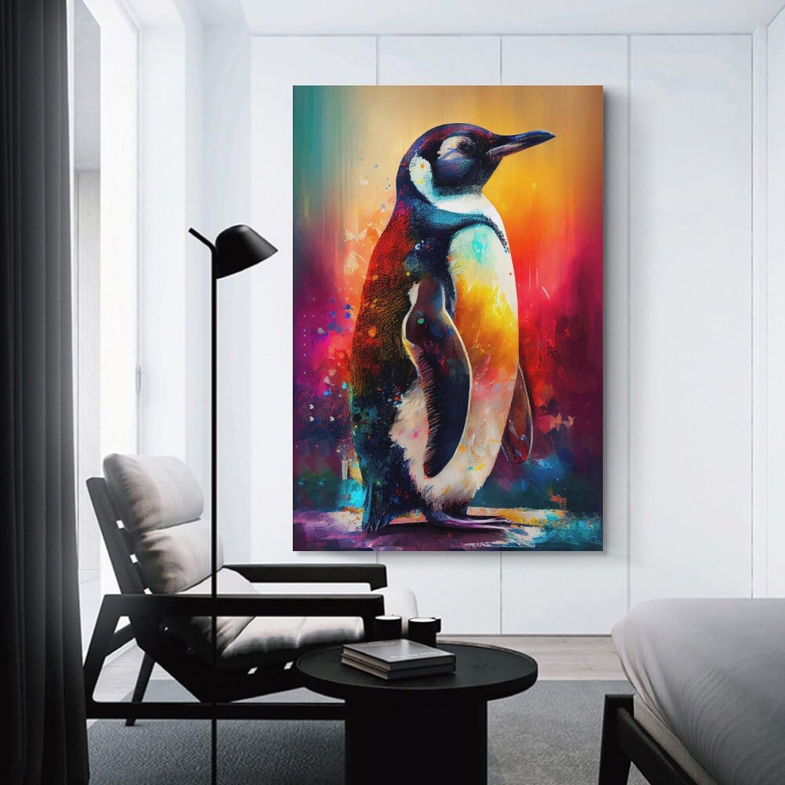 Sinyumoney Unframe-The Sociable Penguins The Sociable Penguins Canvas Painting Wall Art For Home Modern Decoration Large Abstract Canvas Wall Art 24X36inch(60X90cm)