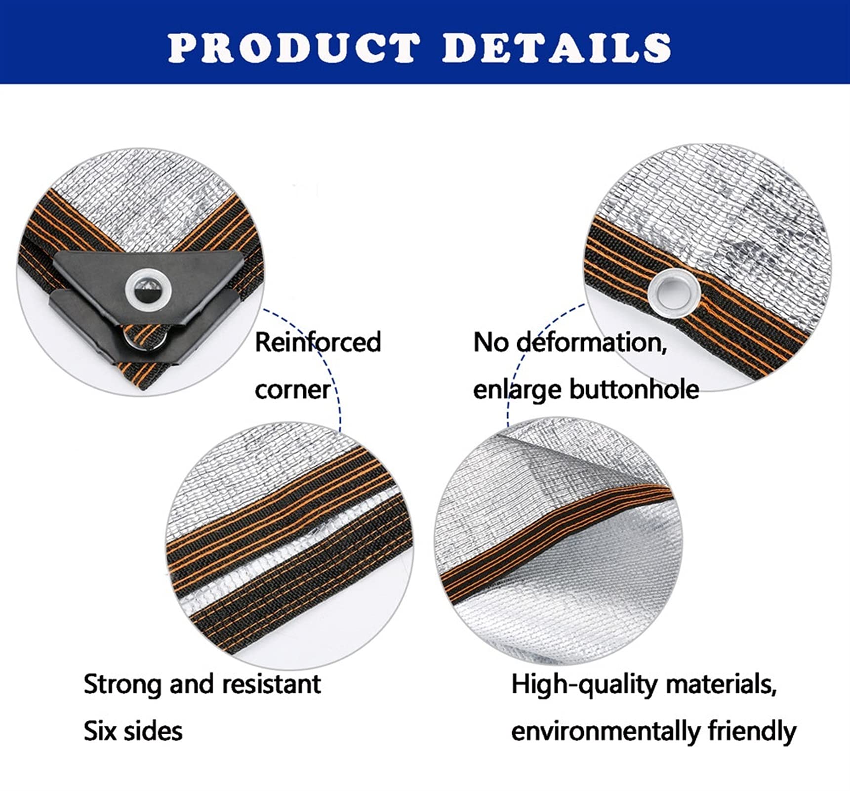 Aluminiowa tkanina klosza, 99% panele materiałowe z oczkami do szklarni roślinnej ochrona przeciwsłoneczna tkanina siatkowa tkanina odblaskowa plandeka, gruba, HDPE (rozmiar: 2 × 5 m)
