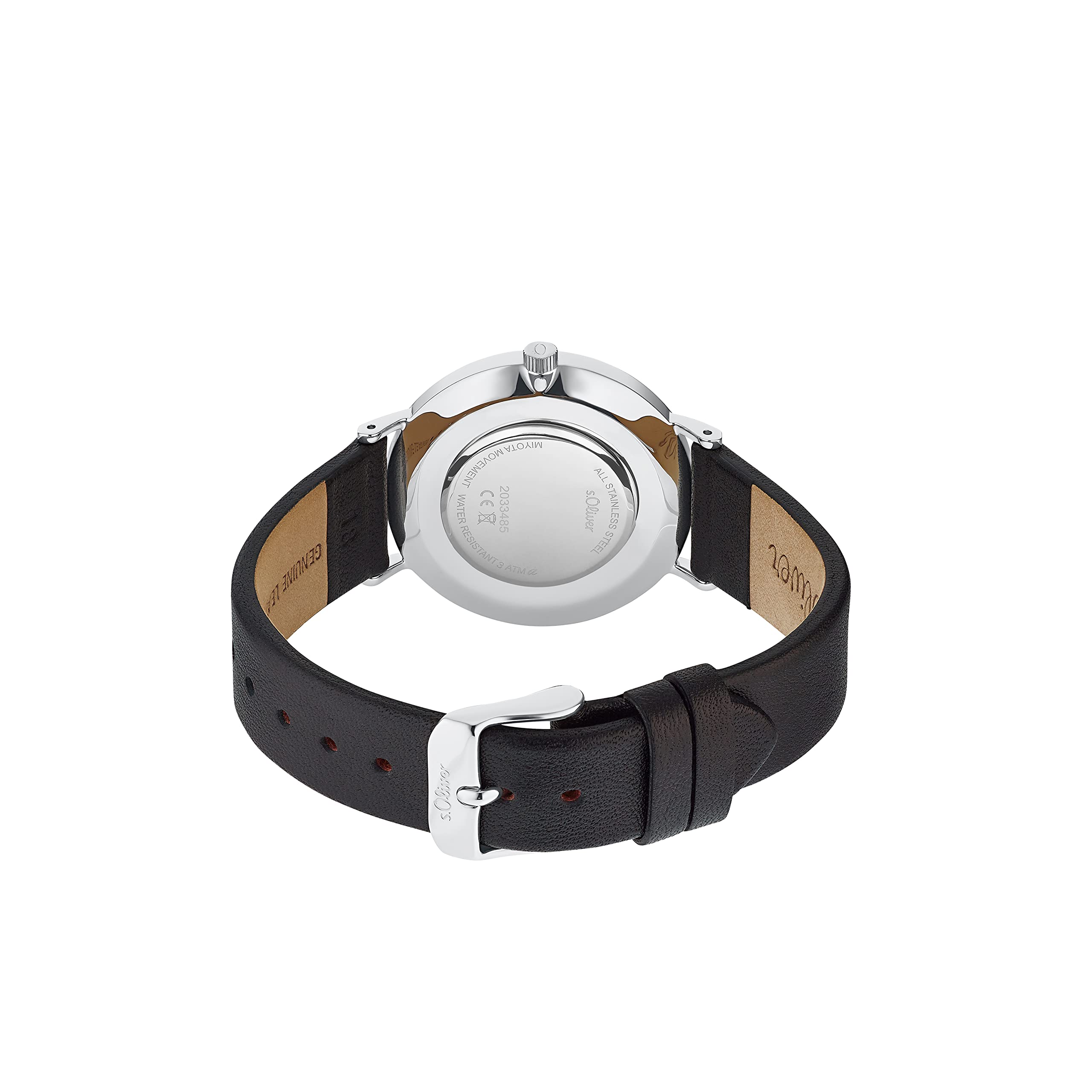s.Oliver Armbanduhr Damen Quarzuhr Analog, mit Leder Armband, Wasserdicht, Kommt in Uhren Geschenk Box
