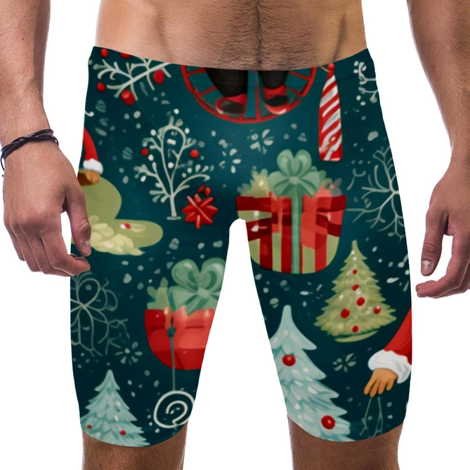 Christmas Elements Swimsuit Mens Swim Jammers Endurance Long Racing Training Swimsuit